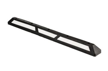 Rubber parking stopper 1800x150x100 mm black, white tape