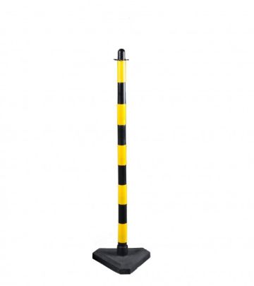 Chain post 130 cm - yellow / black - concrete base