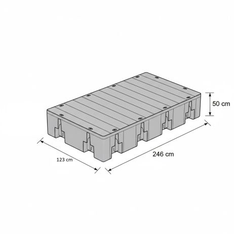 Basic module WP 907 kg series without end pieces, 1230 x 2460 mm, high board