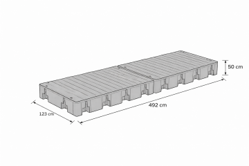Basic module WP 907 kg series without end pieces, 1230 x 2460 mm, high board