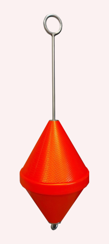 Small anchor buoy with eye rod, orange, 25 liters, PE, stainless steel, PU