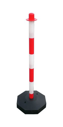Słupek do łańcucha 90 cm - biało/czerwony - podstawa plastikowa octagon