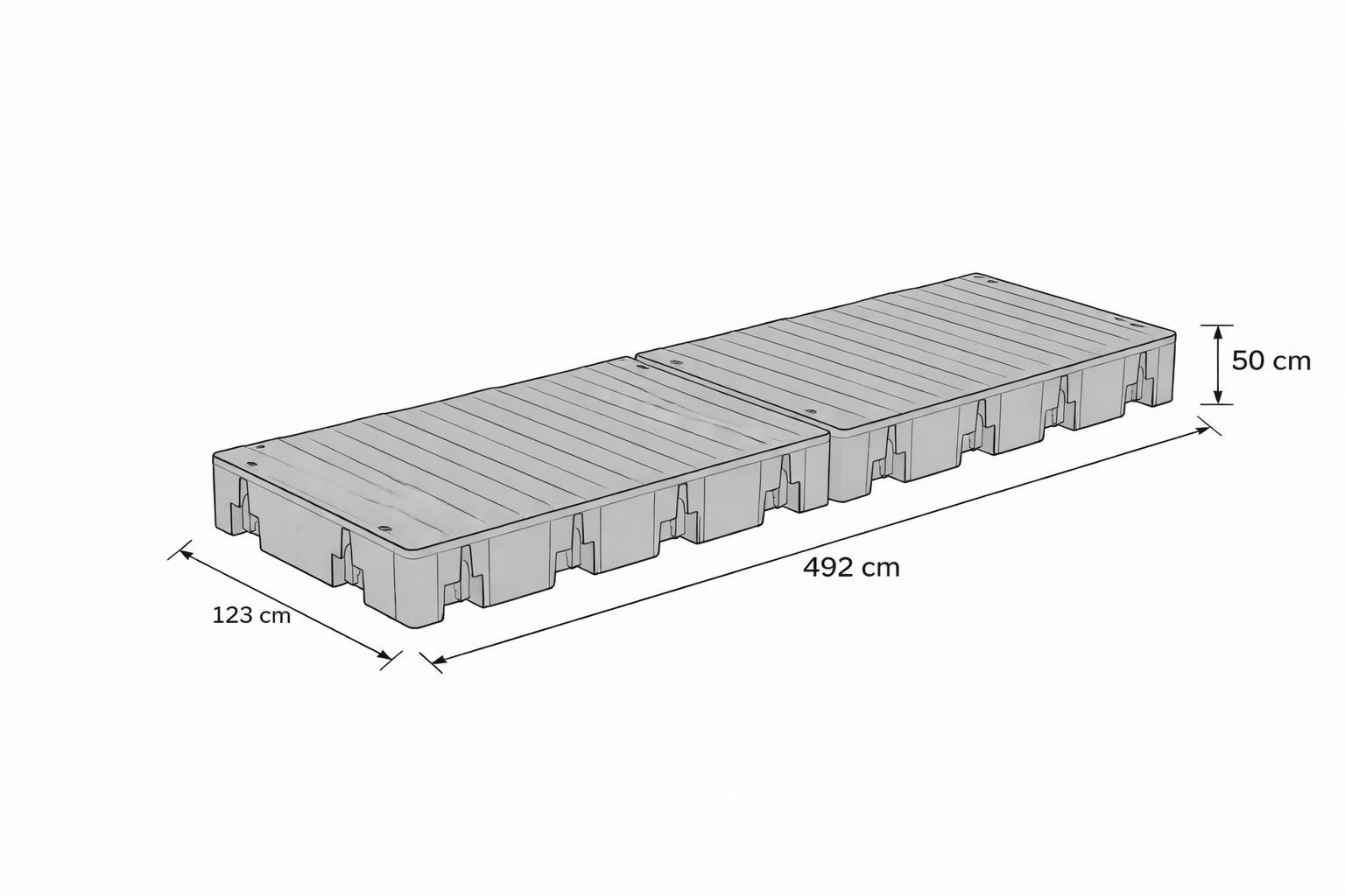 Basic module WP 907 kg series without end pieces, 1230 x 2460 mm, high board