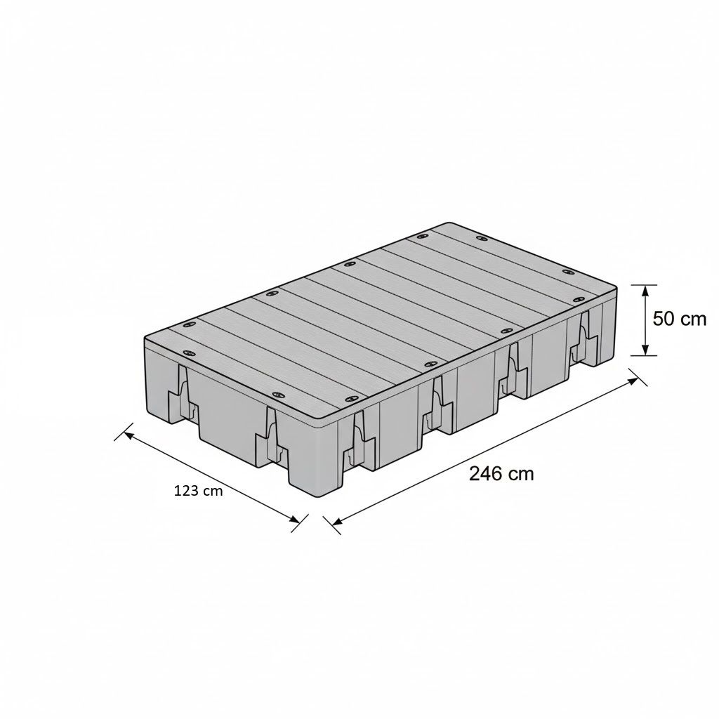 Basic module WP 907 kg series without end pieces, 1230 x 2460 mm, high board